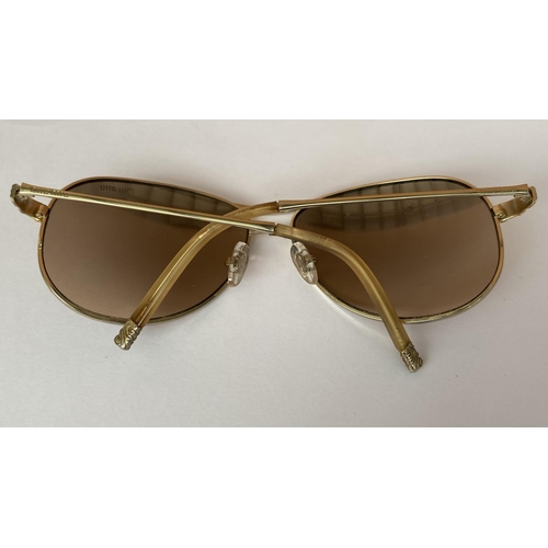 13 - Pair of Miu Miu Natural Tone Tinted Gold Frame Aviator Sunglasses