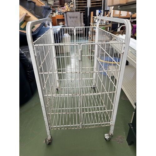 144 - Metal Folding Commercial Storage Basket on Castors/Laundry Trolley