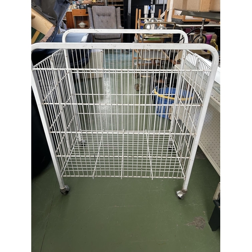 144 - Metal Folding Commercial Storage Basket on Castors/Laundry Trolley