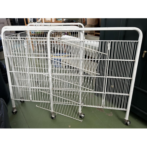 144 - Metal Folding Commercial Storage Basket on Castors/Laundry Trolley