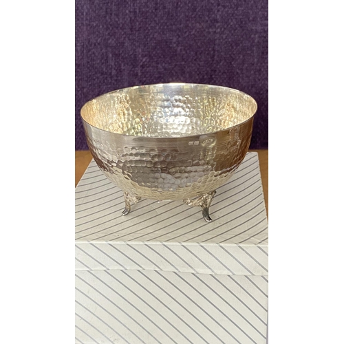 16 - Silver 830 Hammered Footed Candy Bowl (88.8gr)