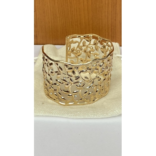 188 - Lolo & Yaya Fleurianne Rigid Bangle Bracelet, Stainless Steel (One Size) in Golden Color, Water Resi... 