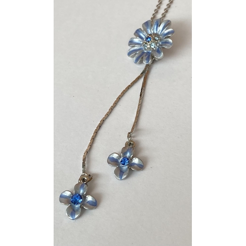 189 - Hand Painted Blue Daisy Neglisse Style Pendant