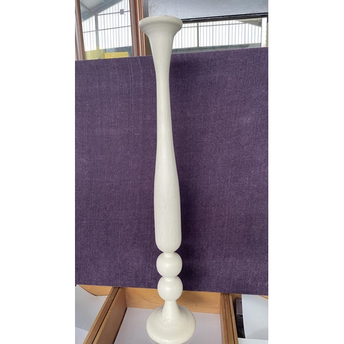 219 - White Wooden Tall Shabby Chic Candle Holder (104cm H.)