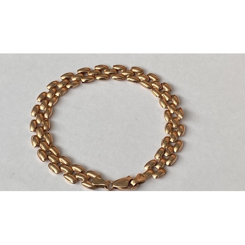 222 - Rose Gold 10ct Polish Panther Link Bracelet with Lobster Lock