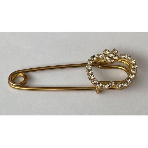 224 - Decorative Safety Pin/Scarf Safety Pin/Brooch with Swarovski Crystals (Designed as Nappy Pin)