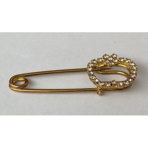 224 - Decorative Safety Pin/Scarf Safety Pin/Brooch with Swarovski Crystals (Designed as Nappy Pin)