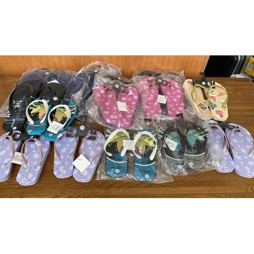 244 - x13 Pairs of Assorted Style and Size Flip Flop Sandals (Size From 28 to 46)