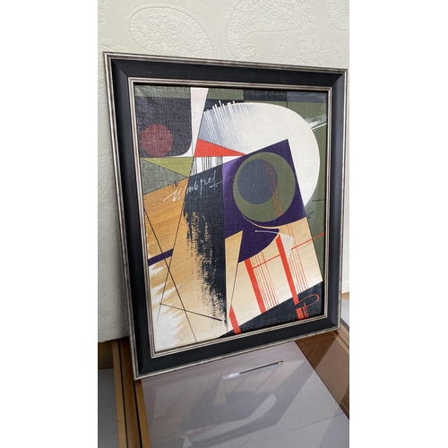 607 - Black Picasso Style Signed Canvas Painting (48 x 59cm)