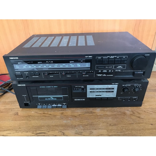 612 - Nikko NR-350 Retro AM/FM Stereo Receiver Amplifier and Nikko ND-350 Stereo Cassette Deck