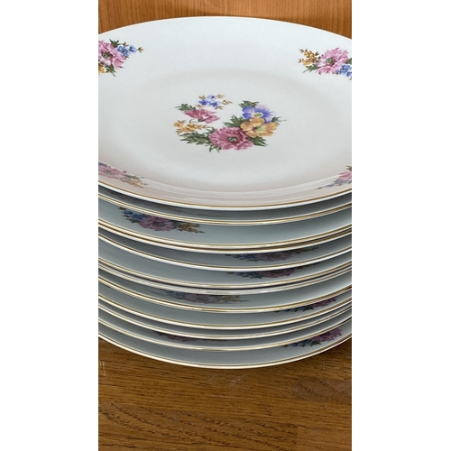 16 - Vintage Czechoslovakian Floral Design with Gold Rim 29-Piece Part China Porcelain Set