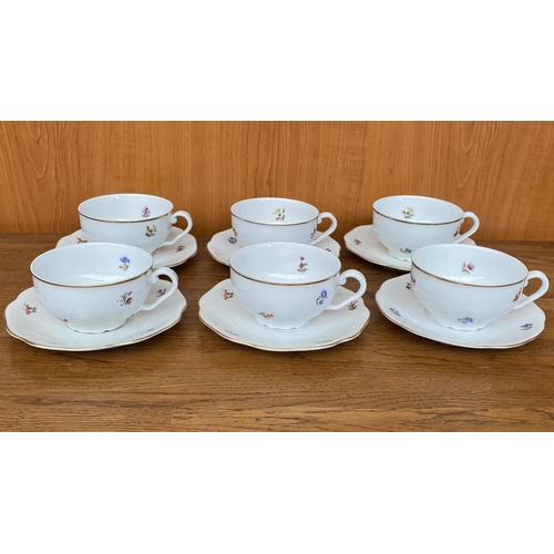 17 - Vintage Czechoslovakian Porcelain China Tea/Coffee Set of 6 Cups and Saucers