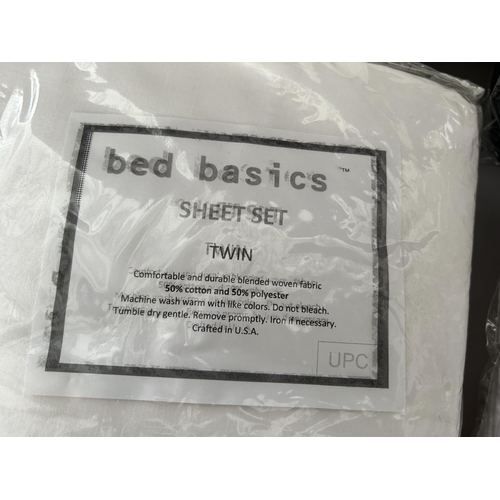 55 - Bed Basics Twin Sheet Set and Other Bedware