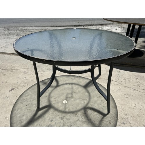 52 - Large Glass Top Aluminium Circular Garden Table - Code N/A