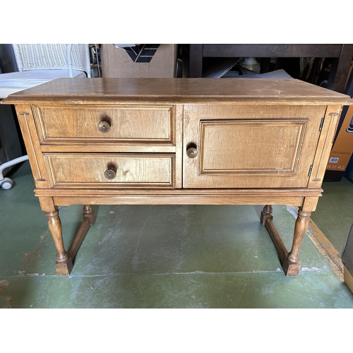 356 - Vintage 1970's Small Console 2-Drawer Wooden Cabinet (84 W. x 34 D. x 61cm H.)