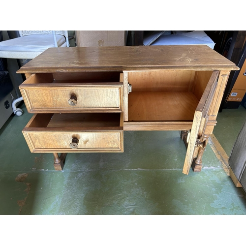 356 - Vintage 1970's Small Console 2-Drawer Wooden Cabinet (84 W. x 34 D. x 61cm H.)