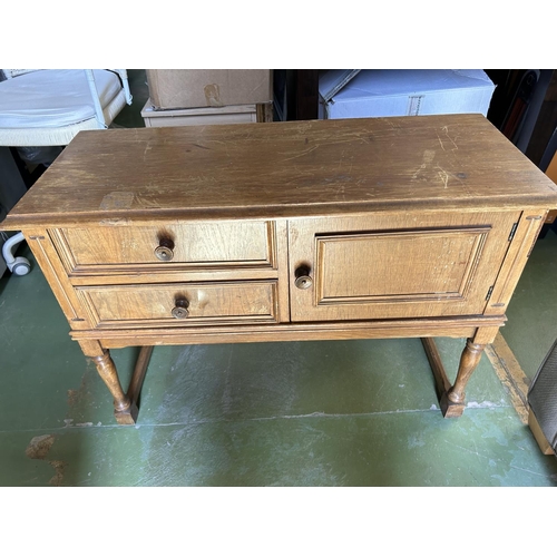 356 - Vintage 1970's Small Console 2-Drawer Wooden Cabinet (84 W. x 34 D. x 61cm H.)