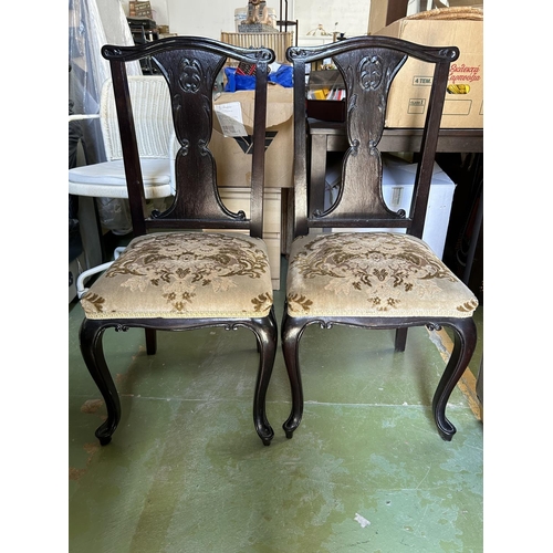 357 - x2 Vintage Black Walnut Upholstered Chairs - Taken Back on 6/8/2024