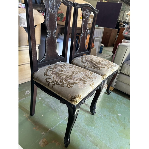 357 - x2 Vintage Black Walnut Upholstered Chairs - Taken Back on 6/8/2024