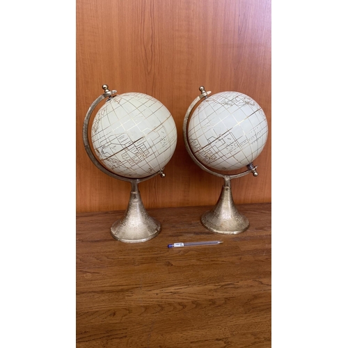 371 - x2 World Globe Maps on Metal Base (A/F)