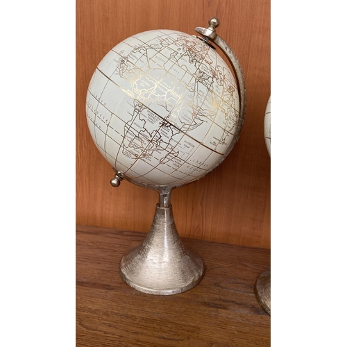 371 - x2 World Globe Maps on Metal Base (A/F)