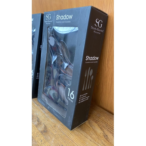 386 - x2 Boxes of Shadow 16-Piece Cutlery Sets (A/F - Unused)