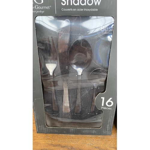 387 - x2 Boxes of Shadow 16-Piece Cutlery Sets (A/F - Unused)