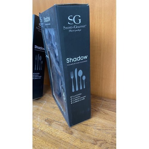 387 - x2 Boxes of Shadow 16-Piece Cutlery Sets (A/F - Unused)