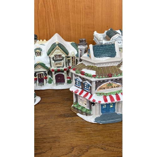 9 - Collection of 9 Windham Heights 2004 Cobblestone Corner Porcelain Villages and Houses