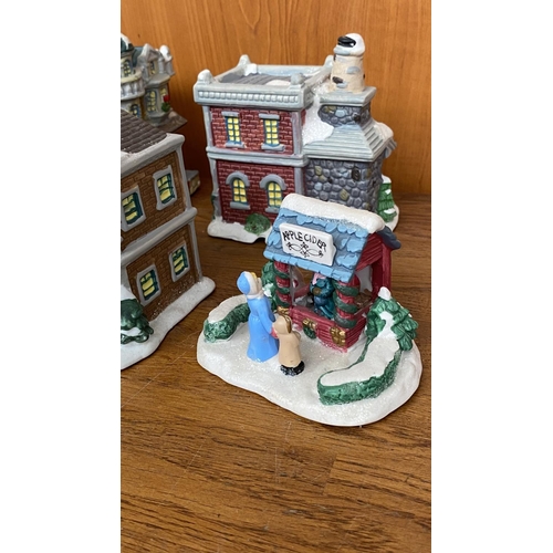 9 - Collection of 9 Windham Heights 2004 Cobblestone Corner Porcelain Villages and Houses