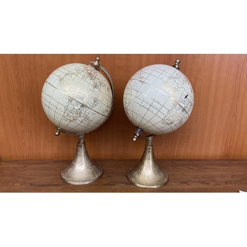 371 - x2 World Globe Maps on Metal Base (A/F)