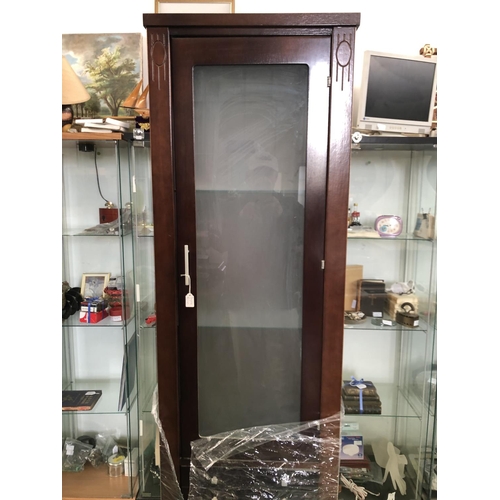 43 - Tall Wooden Vitrine with Glass Shelves (63 W. x 47/35 D. x 197cm H. - Unused))