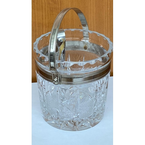 38 - Mid-Century Crystal Ice Bucket with Tong