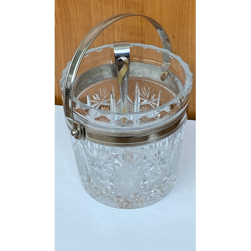 38 - Mid-Century Crystal Ice Bucket with Tong