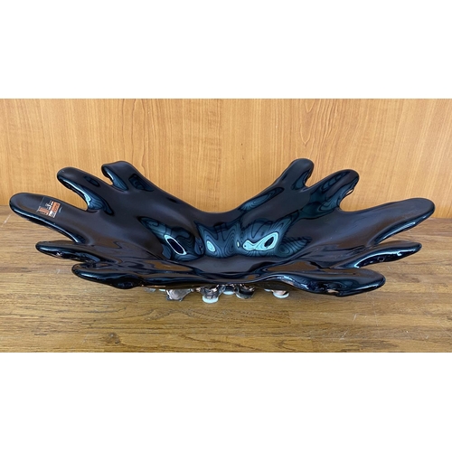 72 - Ideal Home Large Black Gloss Splash Glass Dish Center Piece/Fruit Bowl (45cm W.)