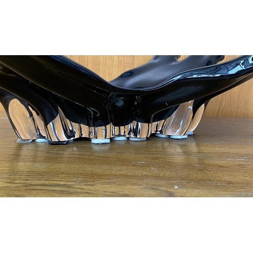 72 - Ideal Home Large Black Gloss Splash Glass Dish Center Piece/Fruit Bowl (45cm W.)