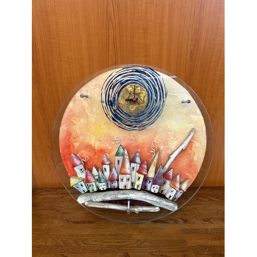 374 - 'Dimitris Piteros' Hand Made Round Wall Clock 3D Artwork (50cm Diameter)