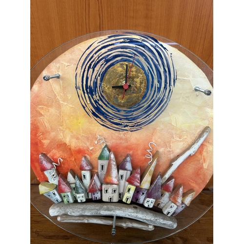 374 - 'Dimitris Piteros' Hand Made Round Wall Clock 3D Artwork (50cm Diameter)