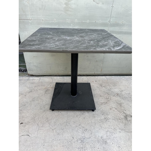 385 - Metal Marble Top Square Pedestal Table (80 W. x 80 D. x 77cm H.)