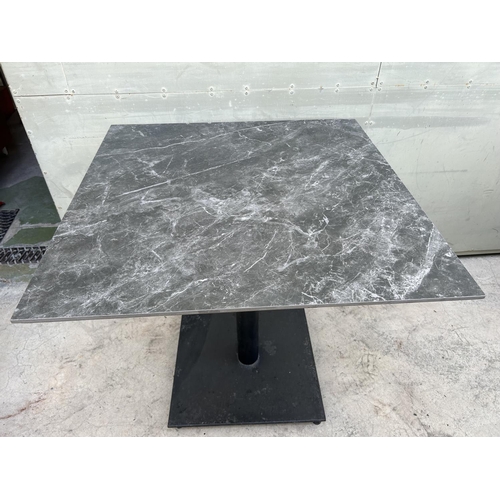 385 - Metal Marble Top Square Pedestal Table (80 W. x 80 D. x 77cm H.)