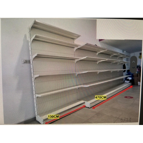 406 - Large Qty of Metal Wall Shelves with Hooks (6 Meters Long)