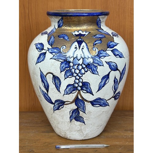 409 - Big Hand Painted Ceramic Temple Jar Made in Spain (36cm H.)