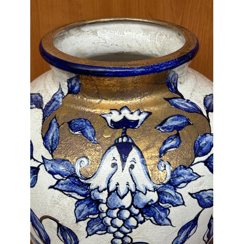 409 - Big Hand Painted Ceramic Temple Jar Made in Spain (36cm H.)