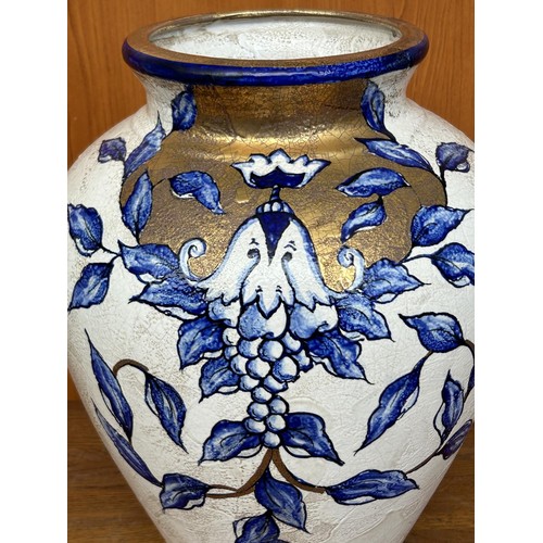 409 - Big Hand Painted Ceramic Temple Jar Made in Spain (36cm H.)