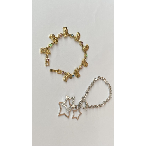 420 - x2 Star Bracelet with Toggle Fastening Together with Another Decorated with Charms 8ct