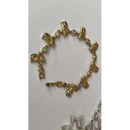 420 - x2 Star Bracelet with Toggle Fastening Together with Another Decorated with Charms 8ct