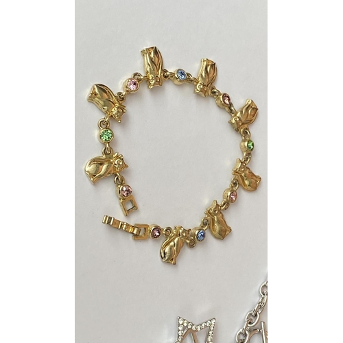 420 - x2 Star Bracelet with Toggle Fastening Together with Another Decorated with Charms 8ct