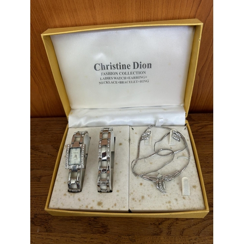 425 - Christine Dion Fashion Collection Ladies Watch, Earring, Necklace and Bracelet in Box