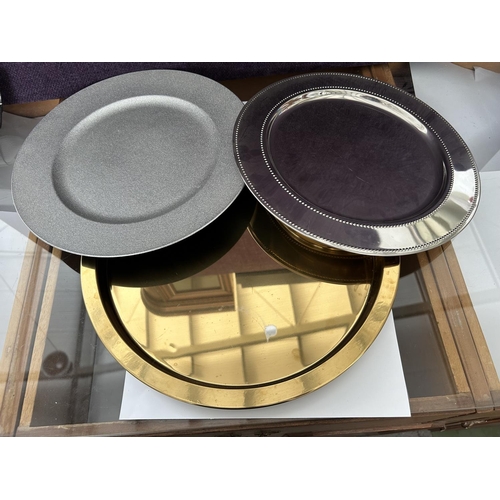 457 - Collection of 3 Round Kitchen Trays/Charger Plates