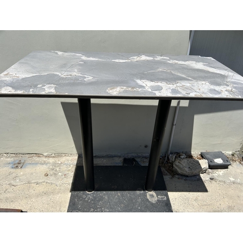 30A - Tall Twin Pedestal Metal Marble Like Top Rectangular Garden/Commercial Table (130 W. x 60 D. x 80cm ... 